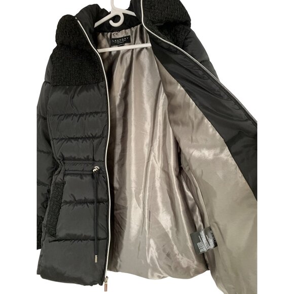Laundry By Shelli Segal Black Puffer Jacket L/G NWT $300 RG10474 Zip Hood Quilt - Picture 6 of 13